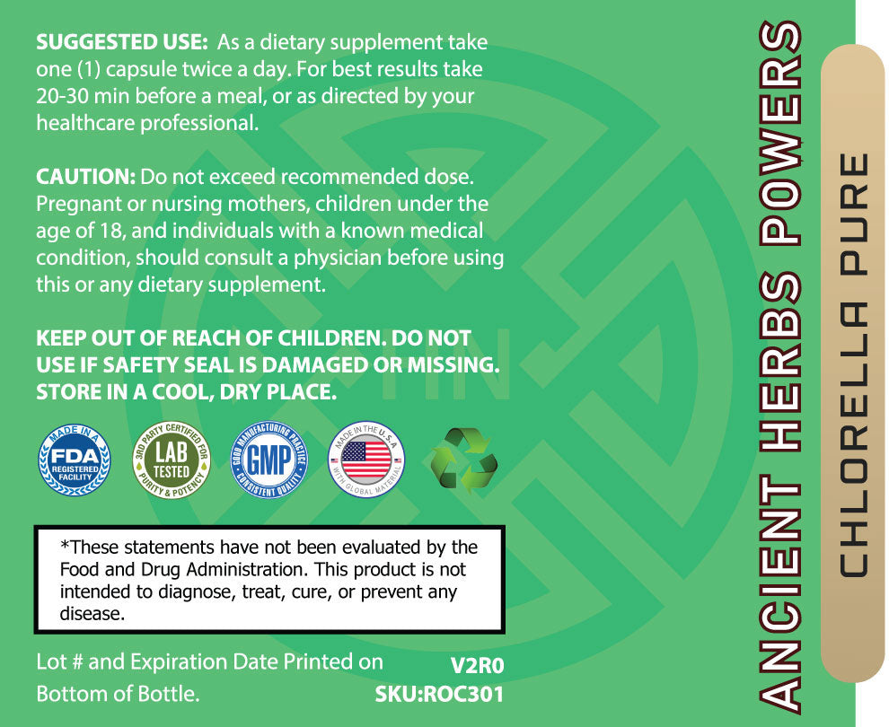 Ancient Herbs Powers - Broken Cell Wall Chlorella Pure Supplement