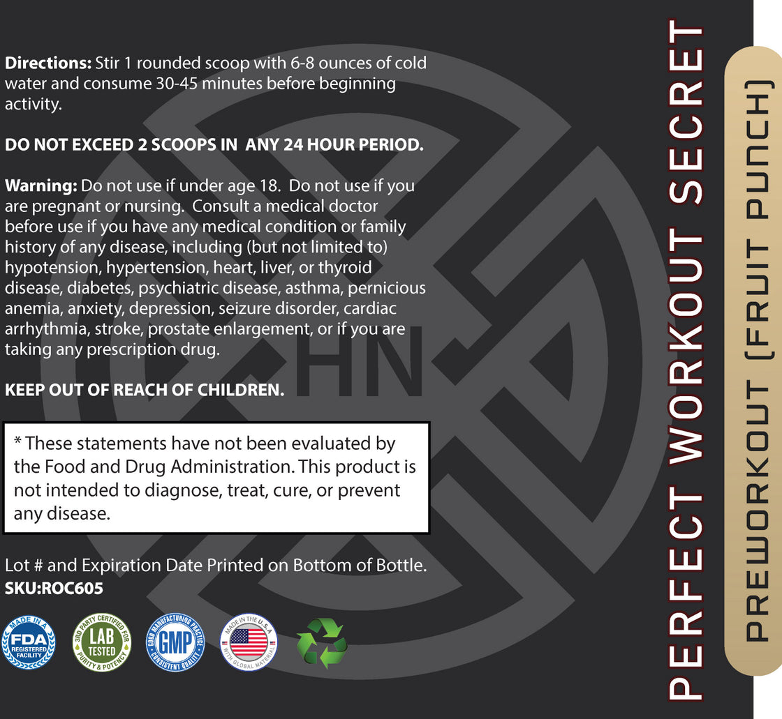 Perfect Workout Secret | Pre-Workout Powder - Fruit Punch | Hacked Nutrition™️