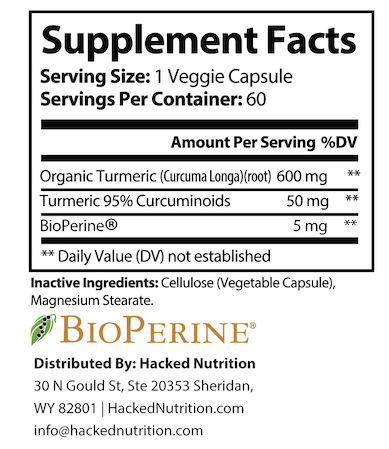 THE AGILITY SECRET - TURMERIC BIOPERINE - Certified ORGANIC